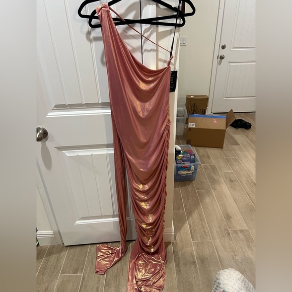 NWT Retrofete Shannon Dress in golden peach - pink metallic - Size L - Picture 9 of 13